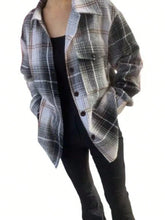 Women's Plaid Long Sleeve Single Breasted Casual Pocket Loose Shirt, Autumn